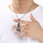 Gothic Skull Palm Pendant Necklace — Stainless Steel