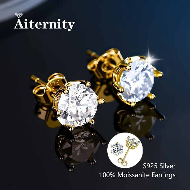 HOT Moissanite S925 Sterling Silver Stud Earrings For Women And Men With 2 Certificates Pass Diamond Test Pen Fine Jewelry