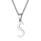 Vintage Initial Letter Pendant Necklace for Women Simple Stainless Steel Letter Glossy Clavicle Chain Choker Necklaces Jewelry