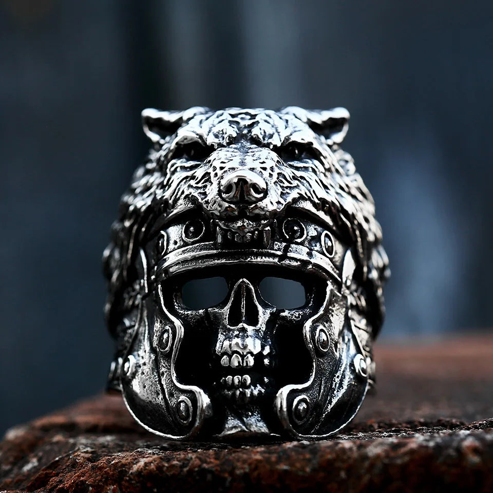 Jaguar Warrior Skull Ring — Stainless Steel
