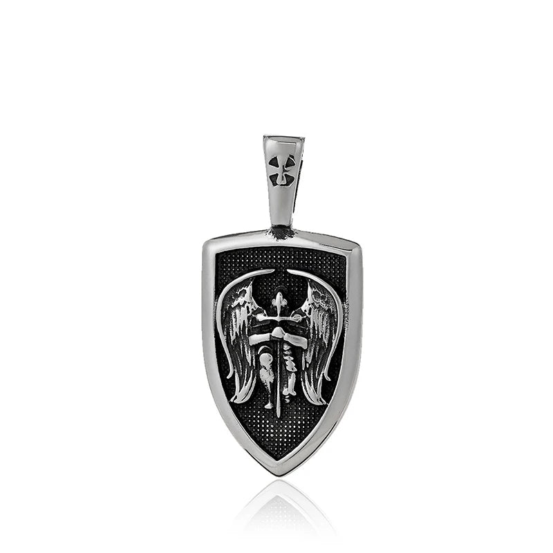 Trendy Charms Archangel Pendant for Men Women 316L Stainless Steel St Michael Necklace for Men Catholic Amulet Jewelry Gift