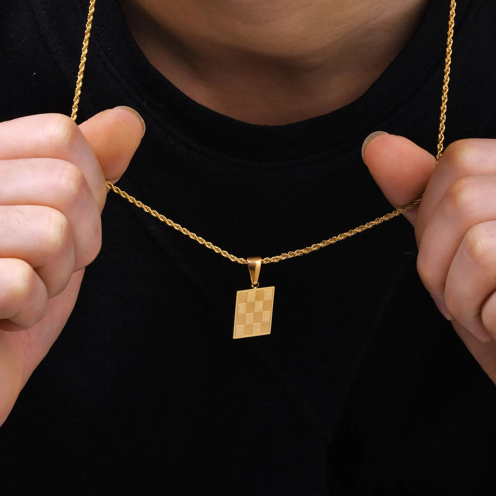 Chessboard Square Pendant — Gold