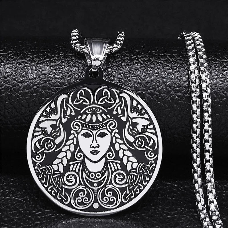 Witchcraft Celtic Witch Knot Pendant Necklace for Women Men Stainless Steel Slavic Protection Amulet Jewelry nudo de