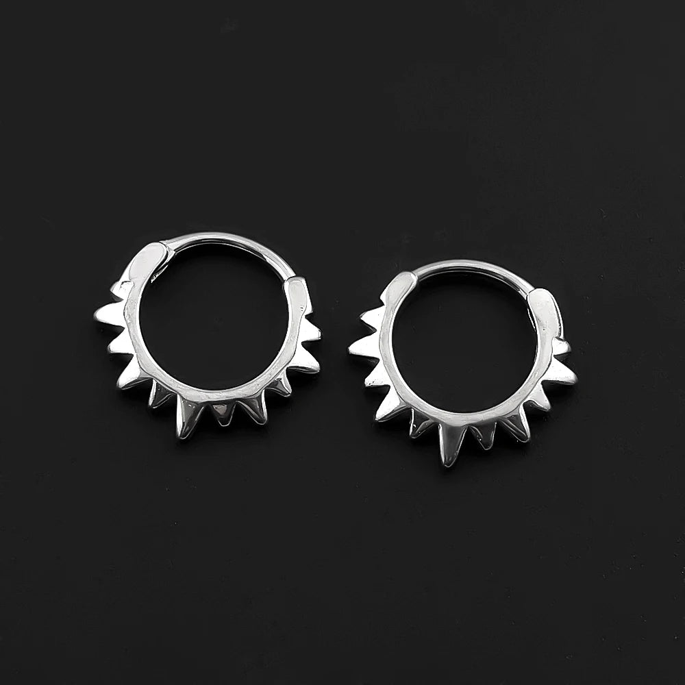 Gothic Punk Barbed Wire Spike Hoop Earrings Stainless Steel Huggie Hoops Street Ear Jewelry Emo Alt Teens Men Piercing