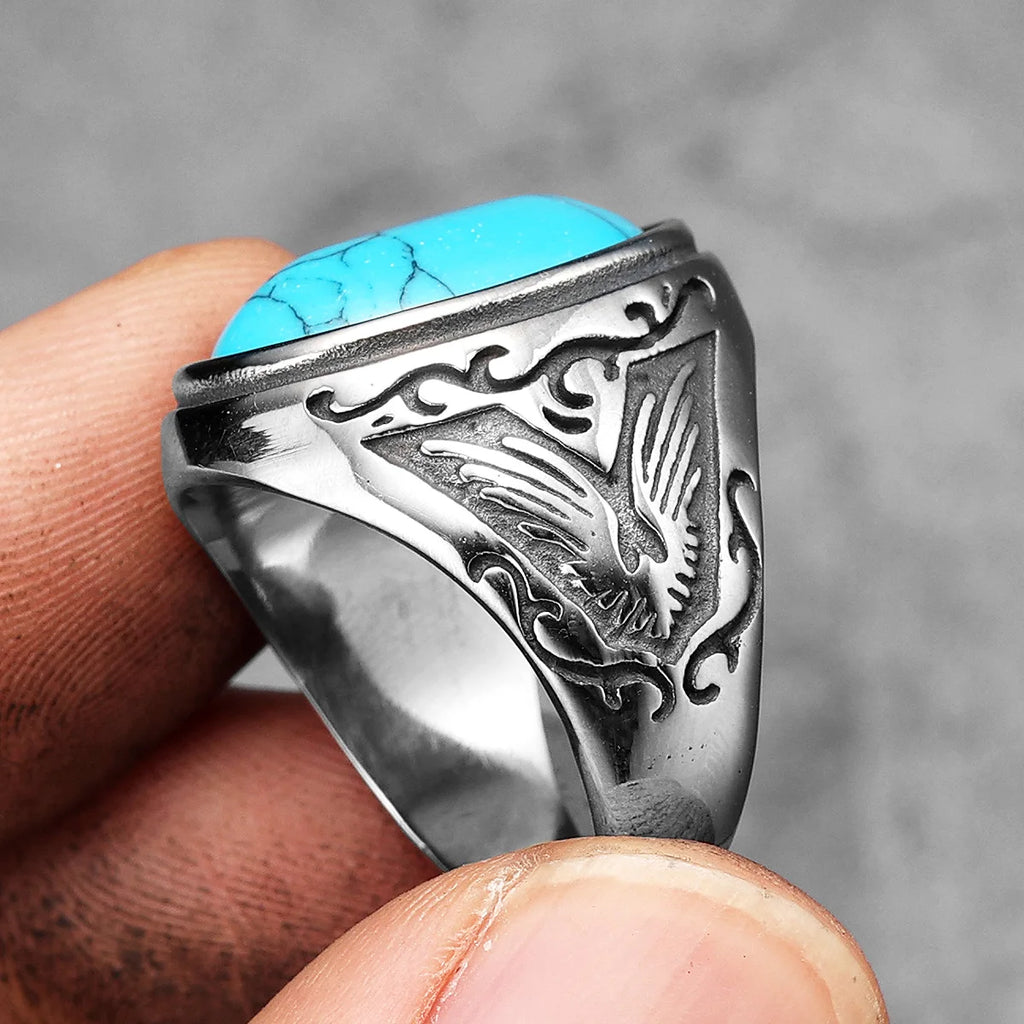 Black Turquoise Ring — Stainless Steel