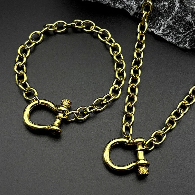 Anchor Steel Pendant Geometric Horseshoe Buckle