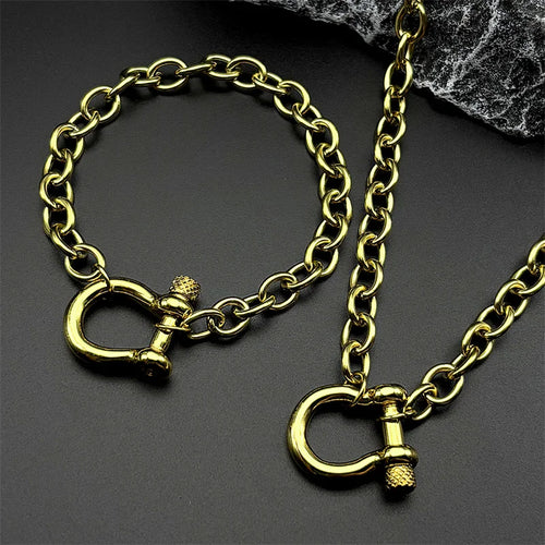 Anchor Steel Pendant Geometric Horseshoe Buckle