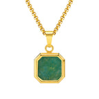 Natural Stone Geometric Pendant — Stainless