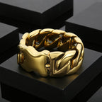 31mm Men's Heavy Bracelets Stainless Steel Cuban Chain Brushed Shiny Chunky Bracelet Bangle For Men Silver Color Jewelry