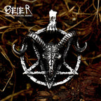 BEIER New Stainless steel Pentagram Pan God Skull Goat Head Pendant Necklace Occult Metal Vintage for Man BP8-342