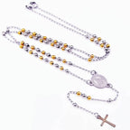 Fashion Vintage Cross Necklace Rosary Beads Chain Jesus Crucifix Virgin Mary Pendant Chain Jewelry Necklace