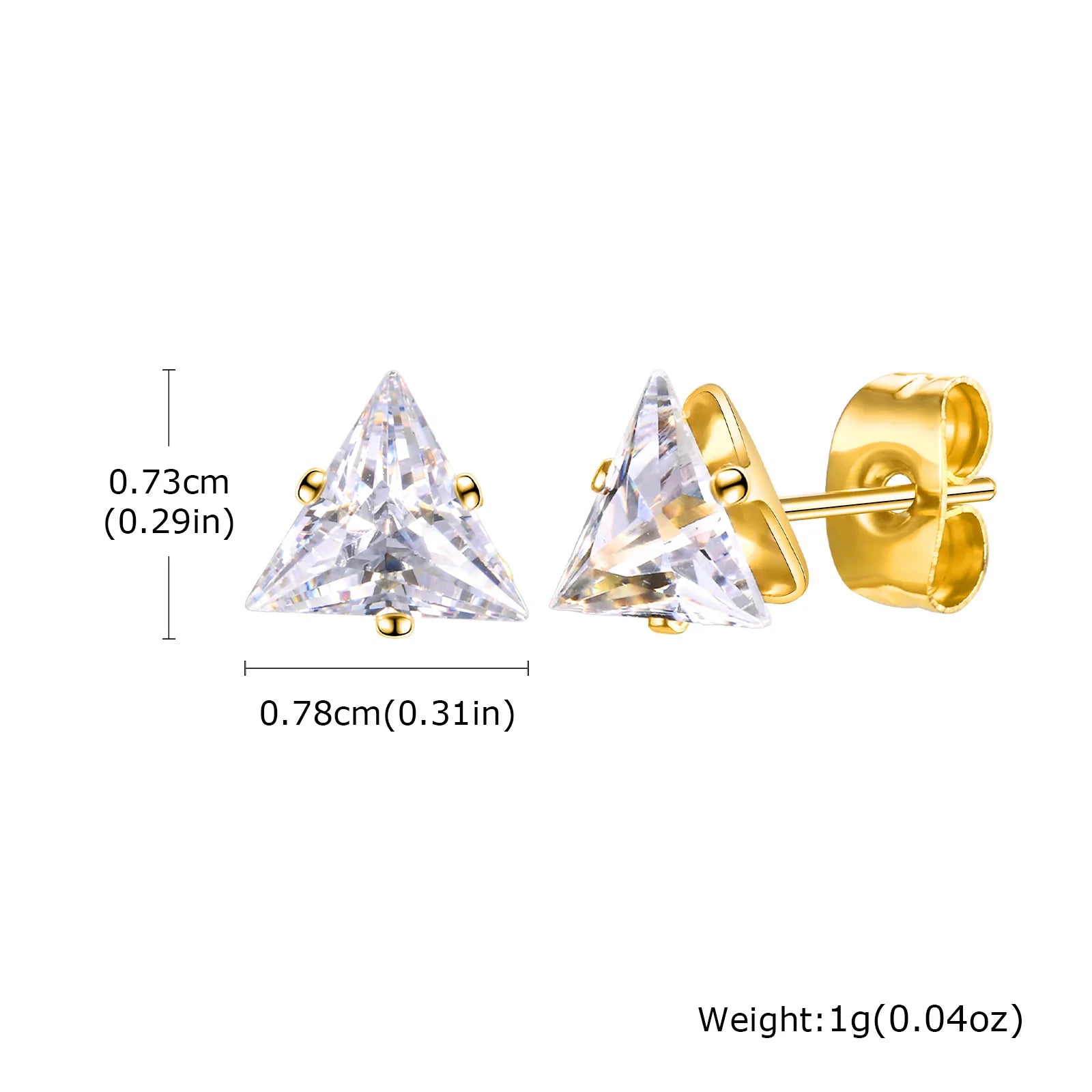 Minimal Triangle Zircon Stud Earrings — SS
