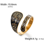 Pentagram Star Vine Priestess Knot Open Ring — Stainless Steel