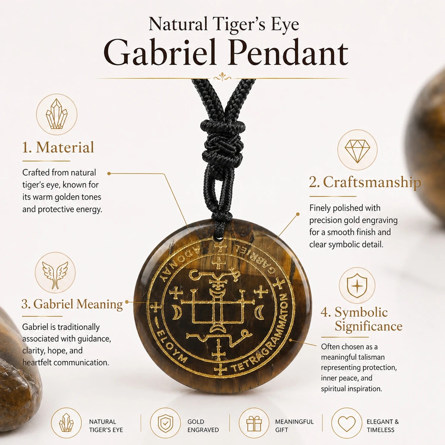 Iced Out Archangel Gabriel Pendant Necklace 30mm
