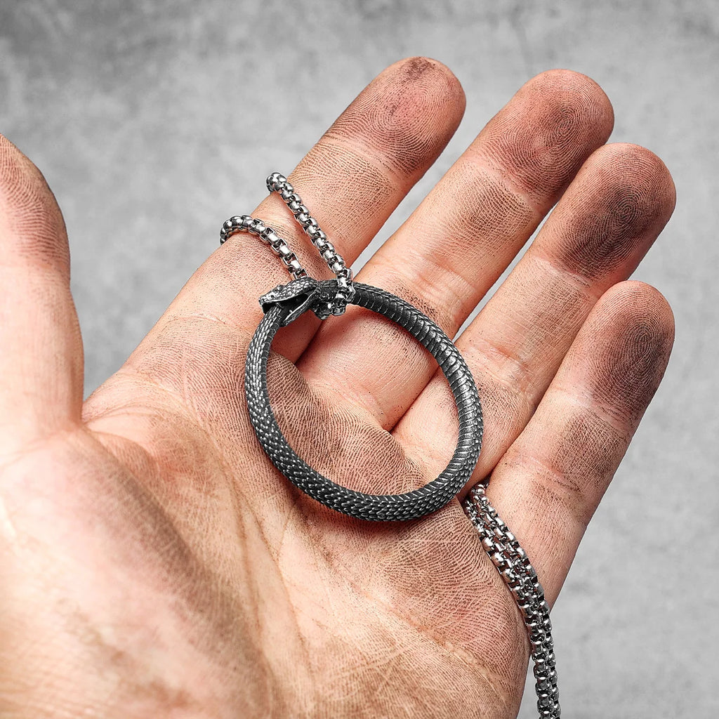 Ouroboros Snake Stainless Steel Pendant Necklace