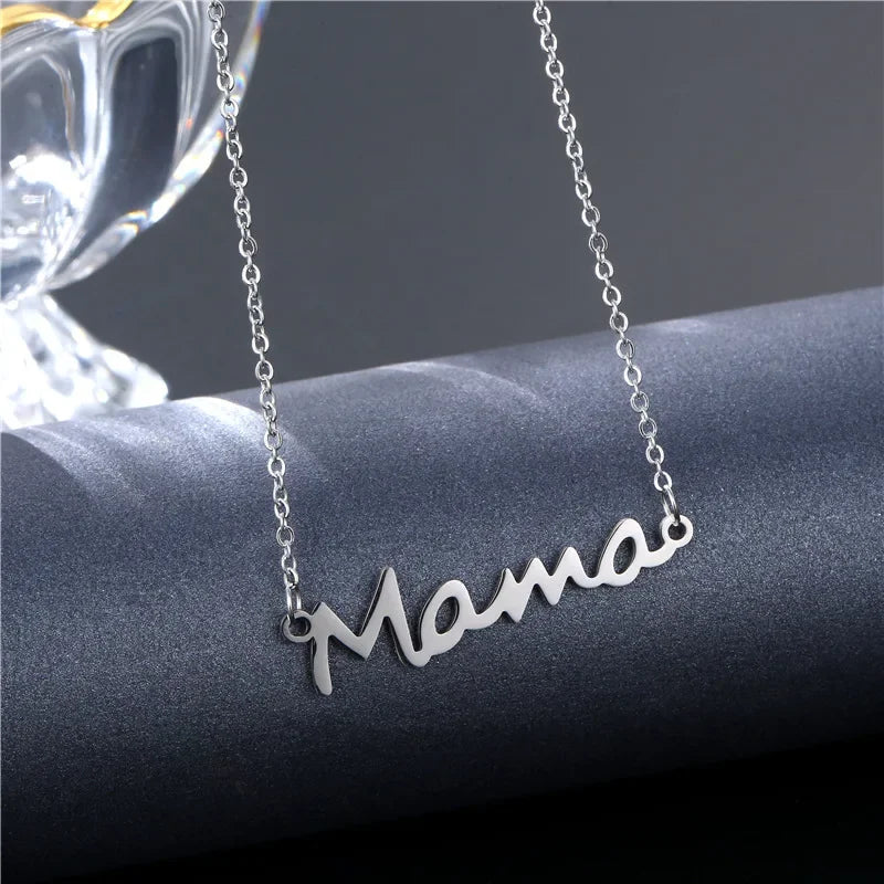 Mama Letter Pendant Necklace — Minimal