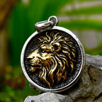 Round Lion Wolf Tiger Pendant — Stainless Steel