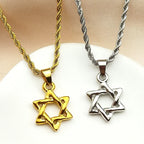 Star of David Pendant Necklace For Women Men Stainless Steel Gold Color Judaism Hexagram David Star Six-pointed Jewish