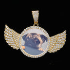 Angel Wings Photo Pendant Necklace Iced Out