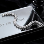 Silver Iced Out Leaf Bracelet Zirconia