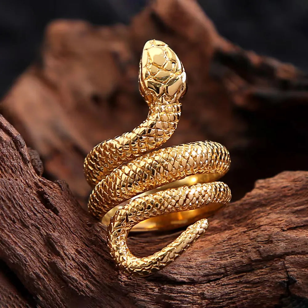 Vintage Coiled Snake Wrap Ring — Stainless Steel