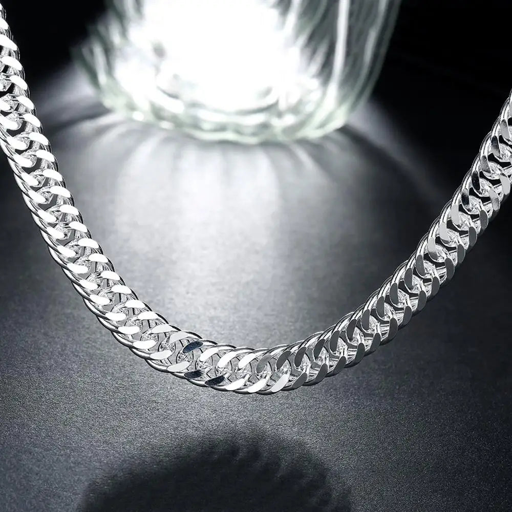 Hot Fine Width 6MM Chain 925 Sterling Silver Necklaces for Women Men Charm Fashion Jewelry Wedding Party Holiday Gift