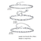 Thin Chain Bracelet Set 3pcs — Silver