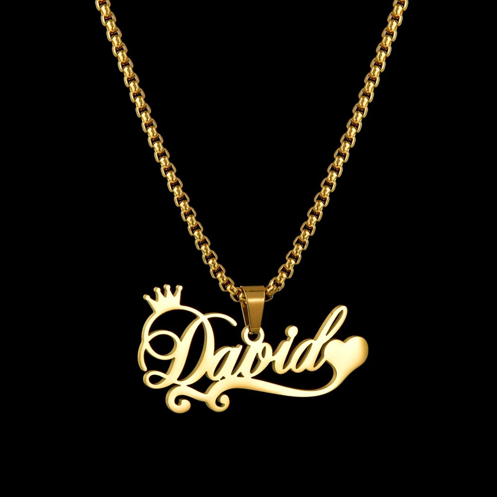 Customized Names Pendant Necklace Stainless Steel Personalized Jewelry Cuban Thick Chain for Men Women Detachable Necklace Gift