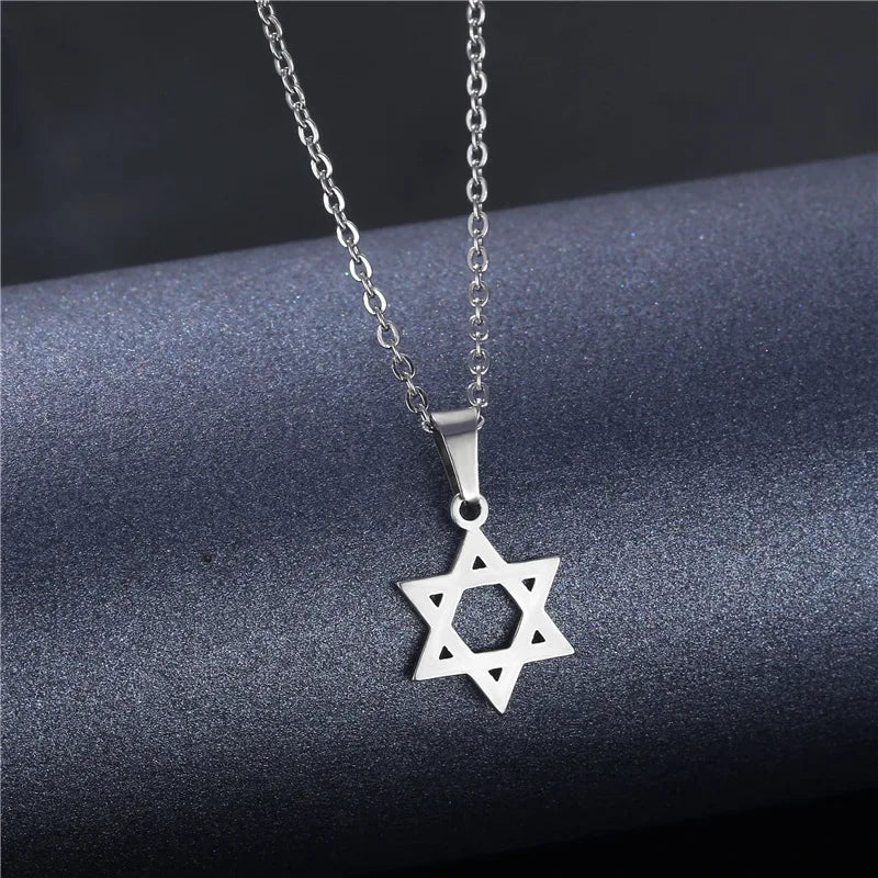 Minimalist Vintage Star of David Necklace Stainless Steel Jewish Symbols Necklace Men's Religious Amulets Jewelry Gifts