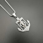 Jesus Christ Religion Necklace New Men's Fashion Titanium Steel Gold-Plated Anchor Cross Pendant Necklace Hip Hop Jewelry