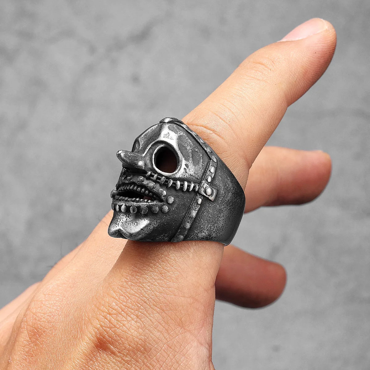 Tengu Skull Ring Black — Stainless Steel