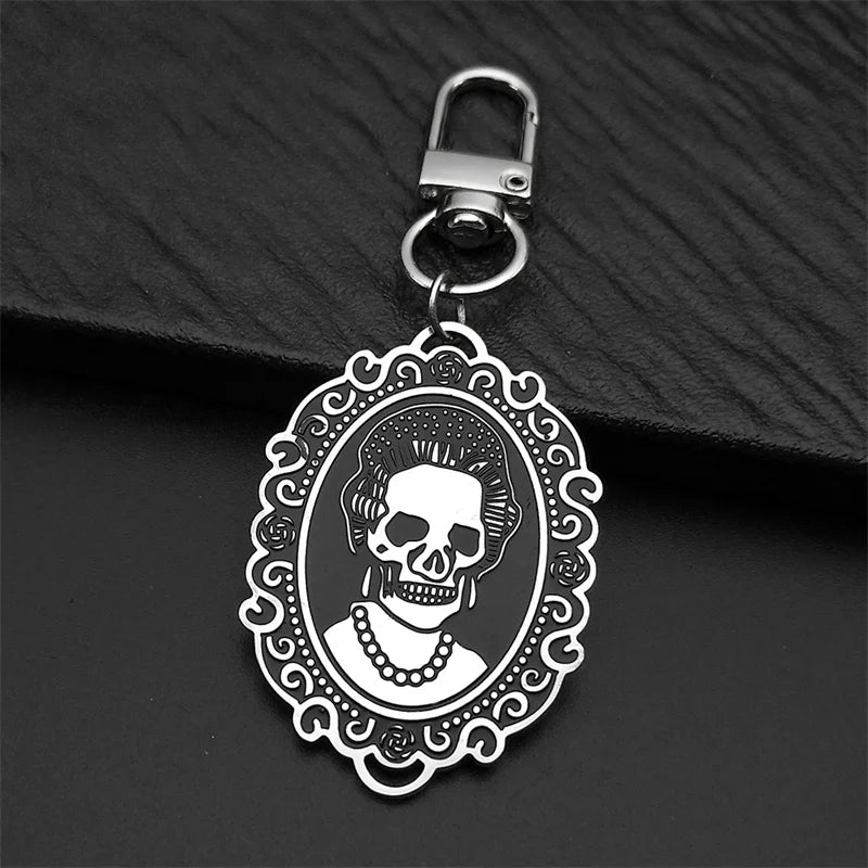 Skull Key Steel Pendant Gothic Skeleton Leahter
