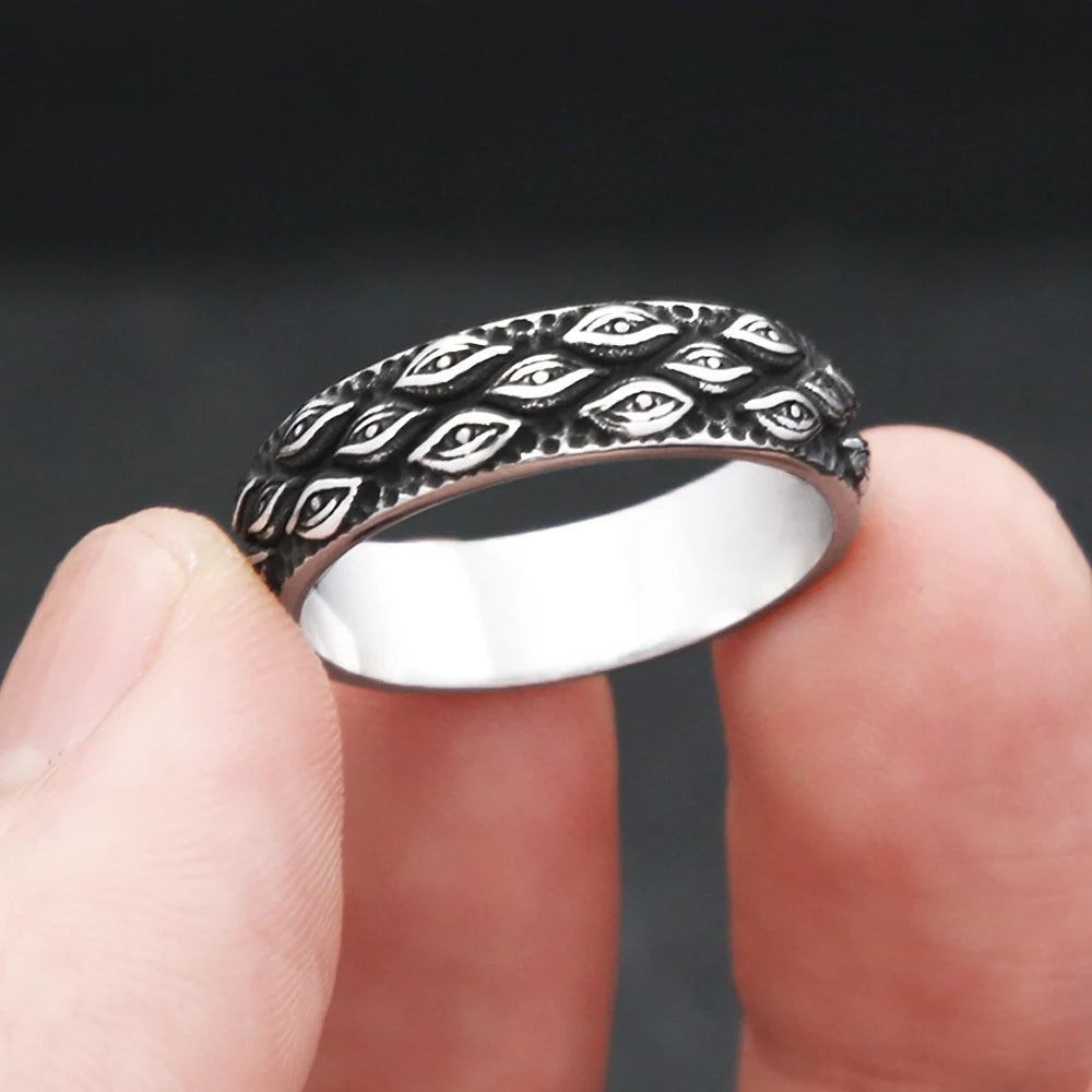 Evil Eye Steel Ring Vintage 316L Japanese Mythology