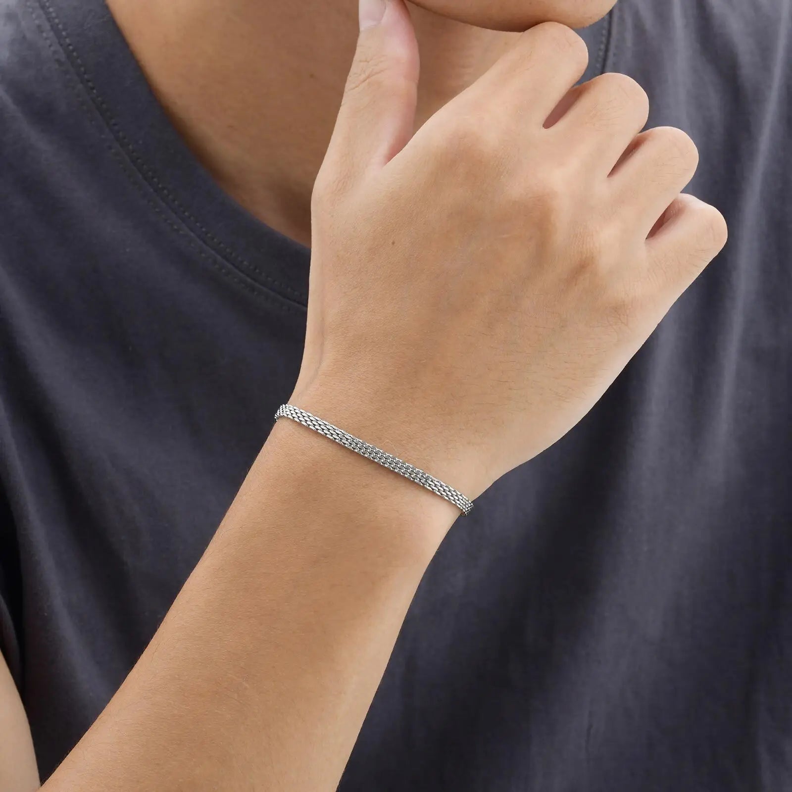 Minimal Mesh Chain Bracelet 8mm — Stainless Steel