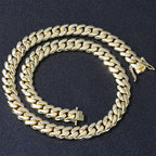Gold Cuban Chain Necklace 12MM Brass 14K Monaco