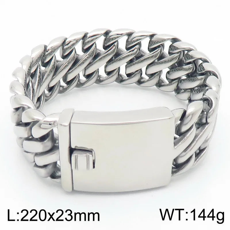 Kalen Heavy Hollow Star Cuban Chain Bracelet for Men 19mm Stainless Steel Wide Jewelry Thick Wristband Punk Fashion