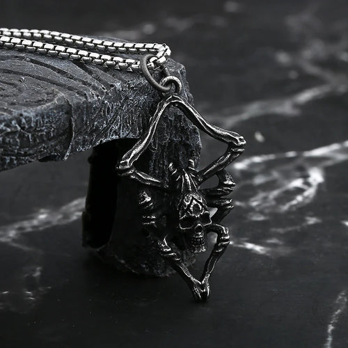 Retro Animal 2024 New 316L Stainless Steel Spider And Skull Pendant Necklace For Men Fashion Casual Punk Jewelry