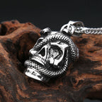 Skull Snake Pendant Necklace — Stainless Steel