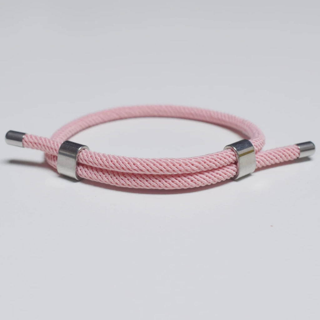 Adjustable Woven Cord Bracelet — Stainless Steel Sliding Clasp