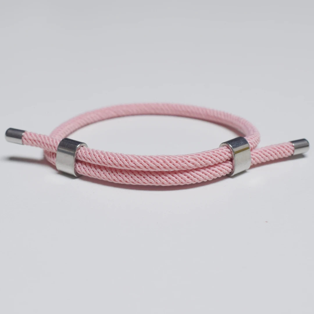 Adjustable Woven Cord Bracelet — Stainless Steel Sliding Clasp