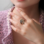 Pentagram Star Vine Priestess Knot Open Ring — Stainless Steel