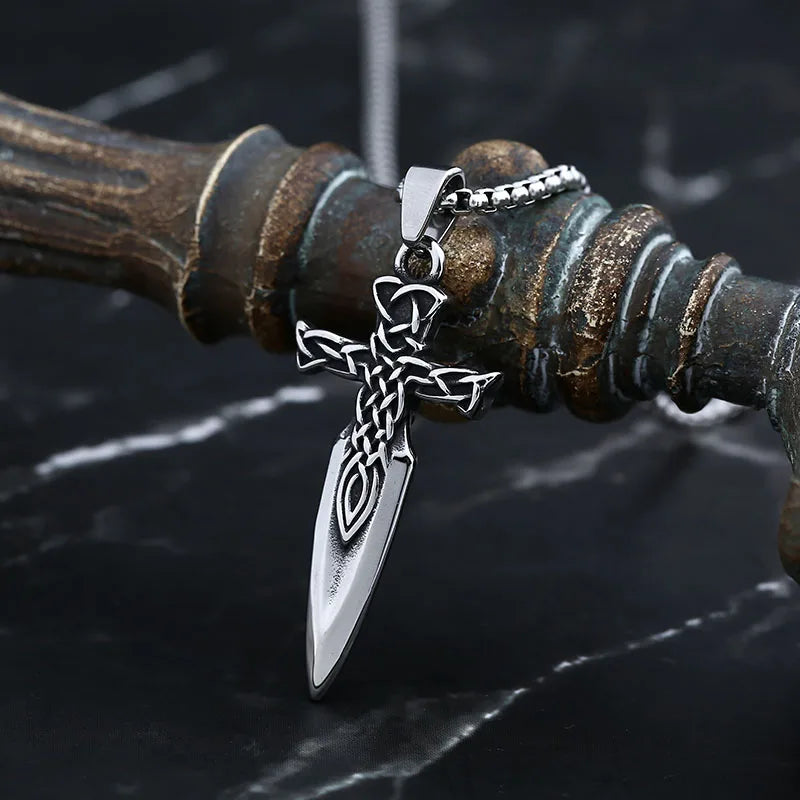 Vintage 316L Stainless Steel Good Polished Gothic Arriw Celtic Knot Pendant Necklace For Man Amulet Jewelry Boyfriend