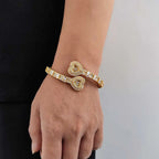 18K Gold Iced Out Heart Bracelet