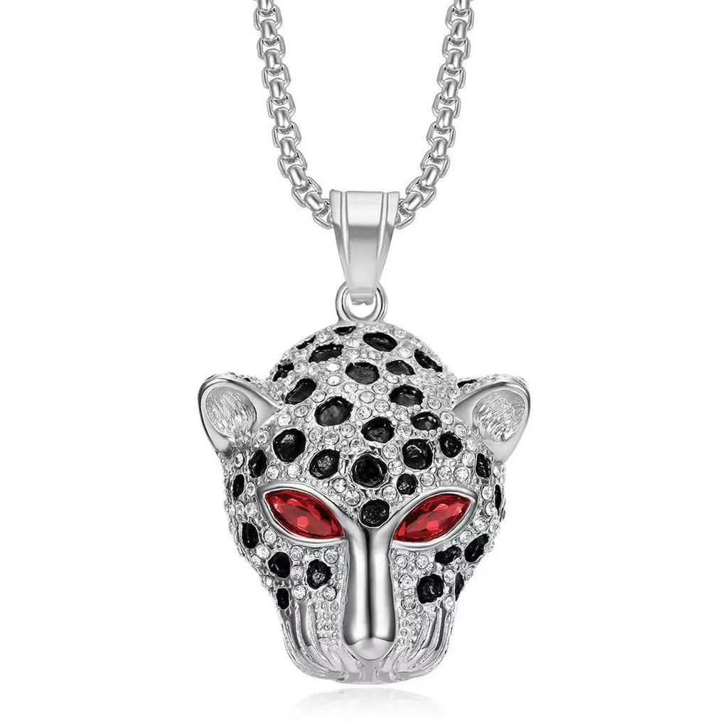 Vintage Leopard Head Pendant Necklace — Stainless Steel