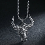 Punk Bull Buffalo Skull Pendant Necklace For Cool Men Women Stainless Steel Long Chain Necklace Party Gift Hip Hop Jewelry