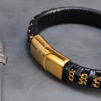 New Fashion 8mm Chain Curb Cuban Link Charm Leather Bracelets Men Stainless Steel Magnet Clasp Hand Bracelet Homme