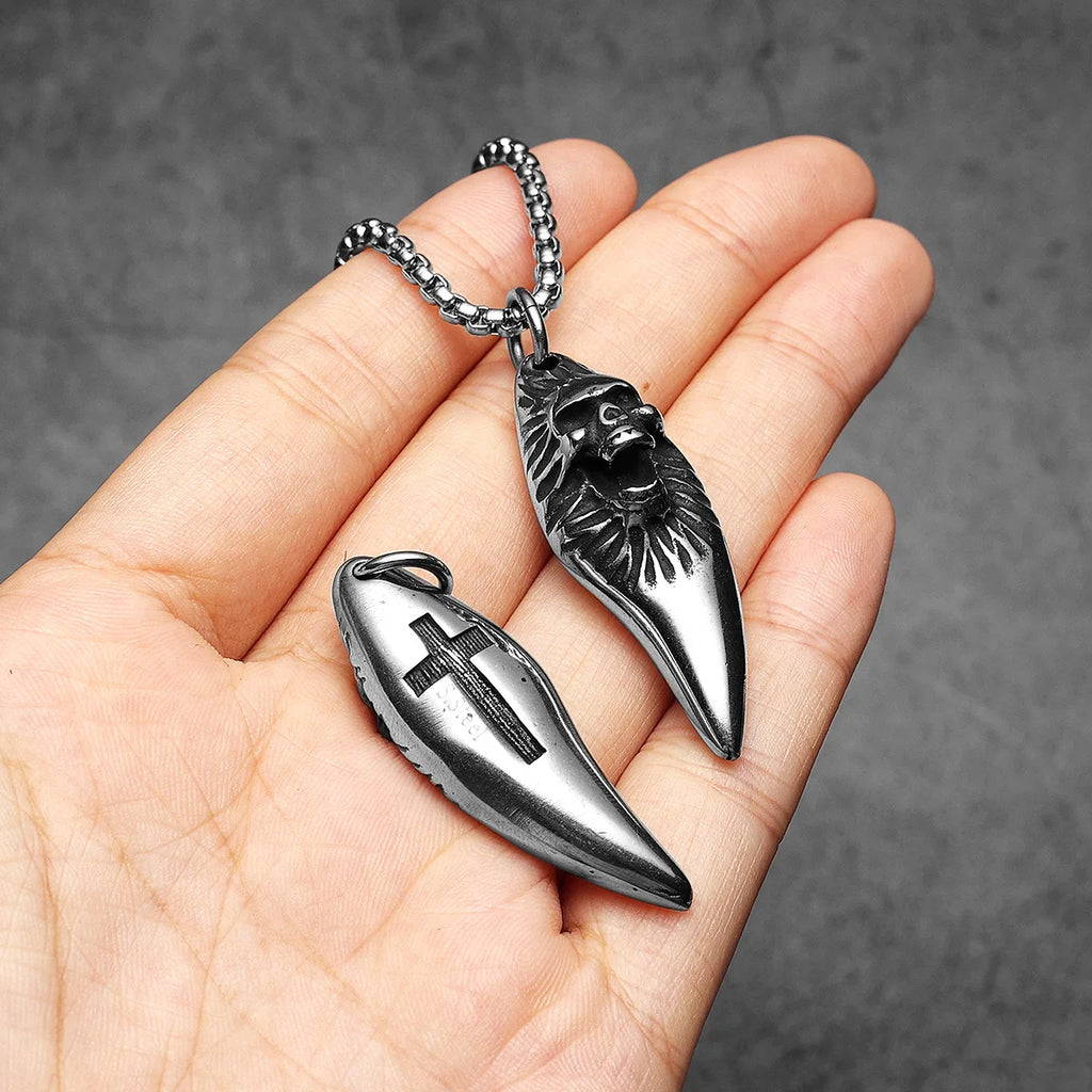 Cross Skull Pendant Necklace Stainless Steel