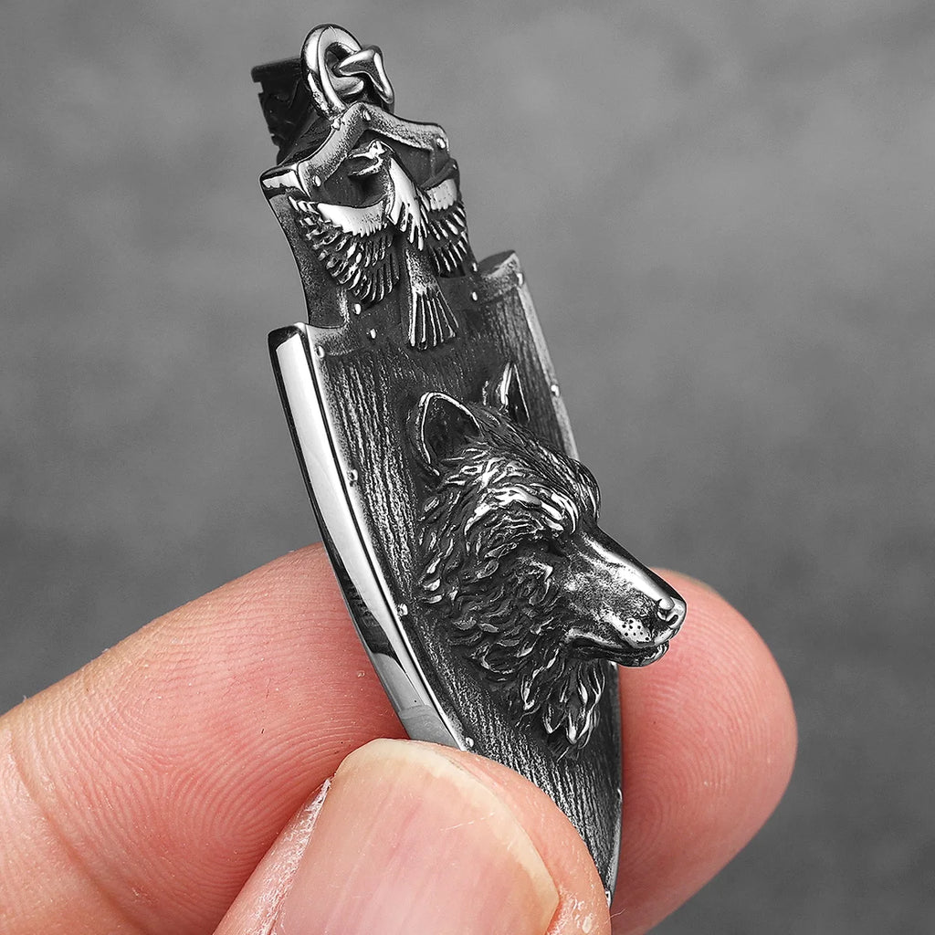Wolf Eagle Shield Patron Saint Men Necklaces Stainless Steel Pendant Chain Women Punk Fashion Jewelry Accessories Gift Wholesale