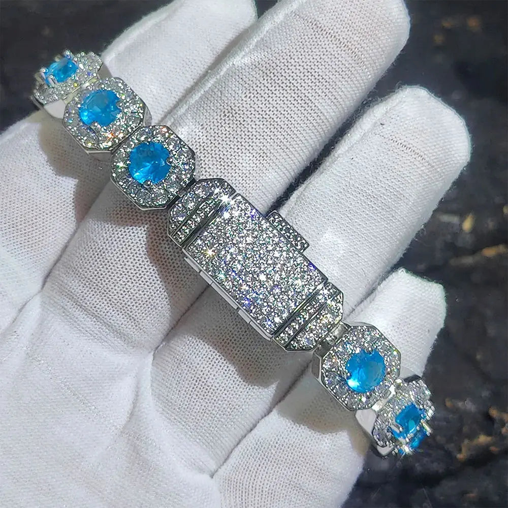 Tennis Chain Bracelet Gemstone Cluster
