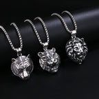 Wolf Tiger Lion Pendant Necklace — Stainless Steel